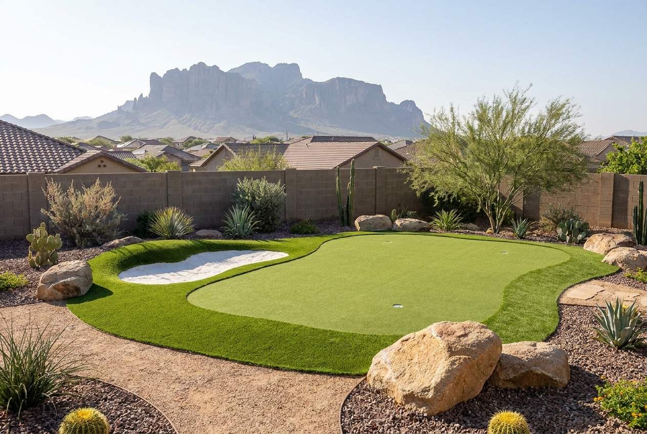 Backyard putting green in Mesa, AZ